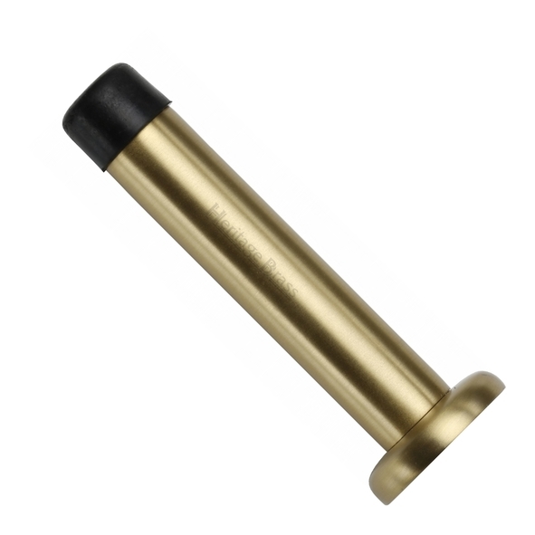 V1192 76-SB • 087mm • Satin Brass • Heritage Brass Wall Mounted Projection Door Stop With Concealed Fixing Rose